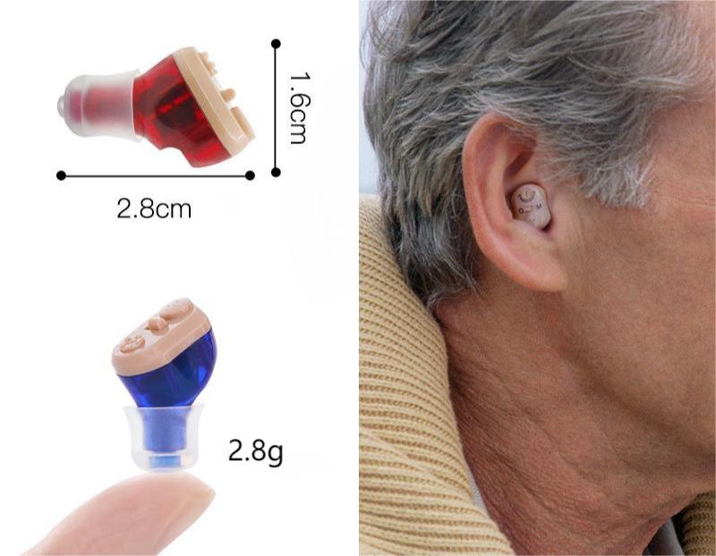 The invisible hearing aid size and display in the ear
